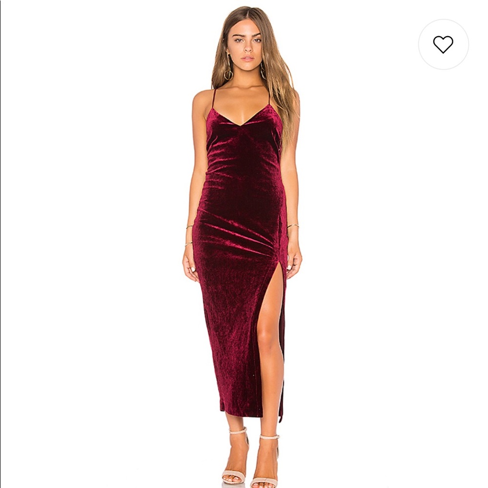 Burgundy High Slit Dress in XS
